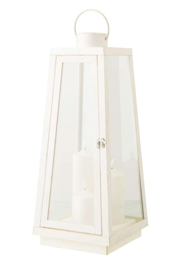 LANTERN +  CANDLE LED GLASS WHITE LARGE