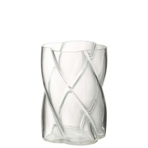 VASE SWIRLY GLASS TRANSPARENT SMALL