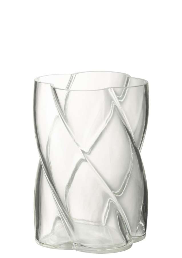 VASE SWIRLY GLASS TRANSPARENT SMALL