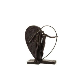 COUPLE IN HALF-FILLED HEART POLY DARK BROWN