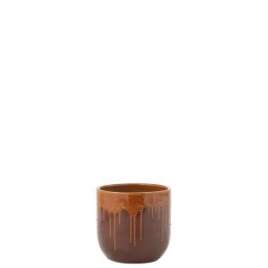 FLOWERPOT LEE TERRA SHINY BROWN/ORANGE