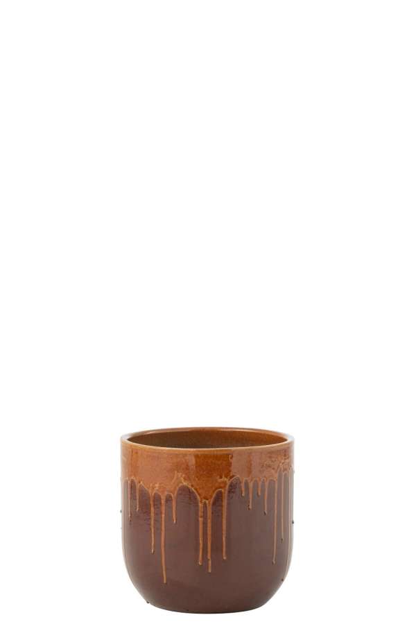 FLOWERPOT LEE TERRA SHINY BROWN/ORANGE