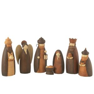 NATIVITY SCENE 7PARTS RESIN BROWN