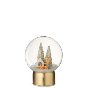 BALL LED REINDEER GLASS GOLD COLORED/WHITE LARGE