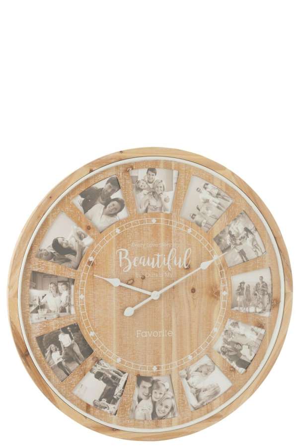 WALL CLOCK PHOTO BEAUTIFUL MDF NATURAL