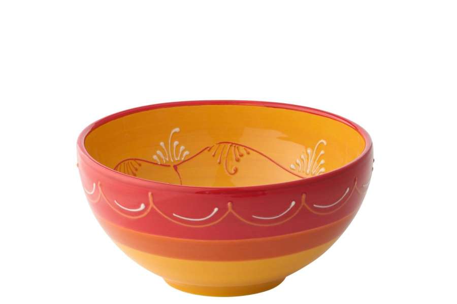 BOWL CERAMIC ORANGE/RED LARGE