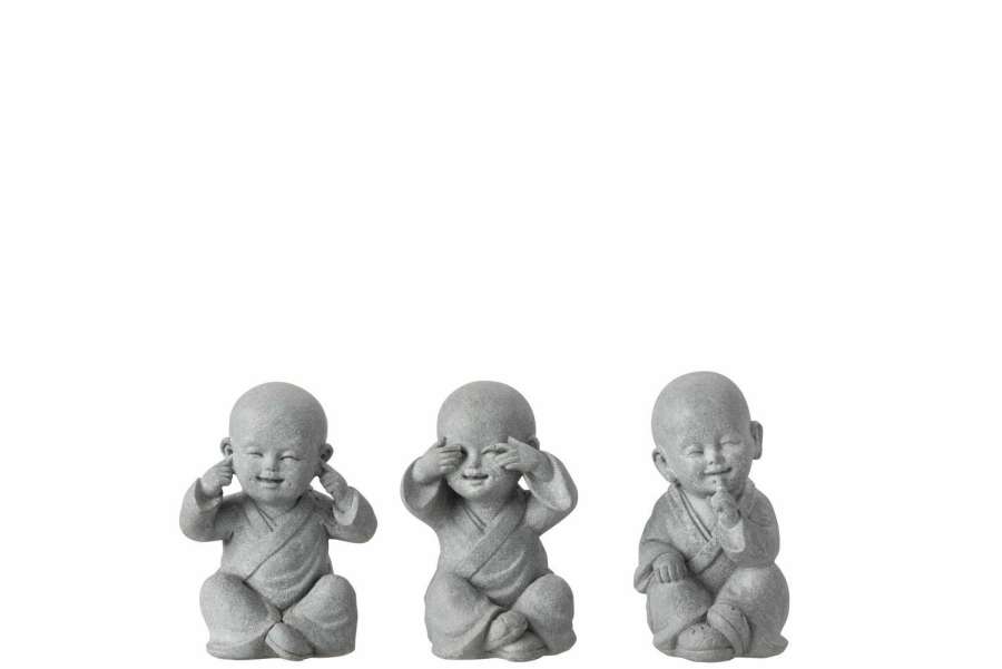 MONK SEE/HEAR/SPEAK NO EVIL POLY GREY SMALL ASSORTMENT OF 3