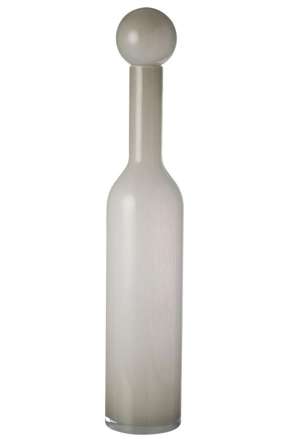 VASE BOTTLE+CAP PLAIN GLASS GREY LARGE