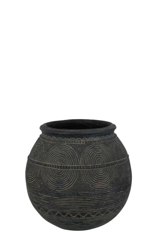 VASE JUG CIRCLE CEMENT BLACK/BROWN SMALL