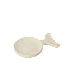 DECORATIVE TRAY FISH TAIL PAULOWNIA WOOD WHITE SMALL