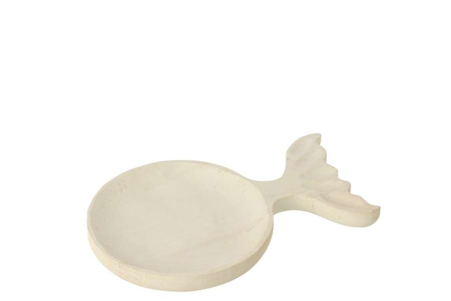 DECORATIVE TRAY FISH TAIL PAULOWNIA WOOD WHITE SMALL