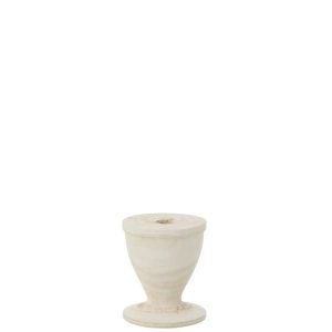 CANDLE HOLDER WOOD WHITE SMALL