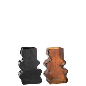 VASE IRREGULAR GLASS CAMEL/DARK BROWN LARGE ASSORTMENT OF 2