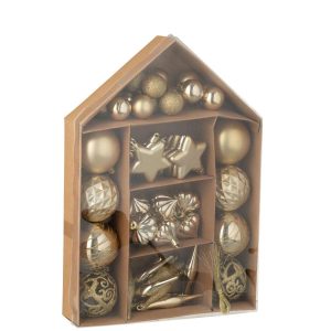 BOX OF 50 CHRISTMAS BAUBLE PLASTIC GOLD COLORED
