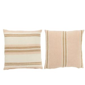 CUSHION STRIPES LINEN LIGHT PINK/WHITE/BEIGE ASSORTMENT OF 2