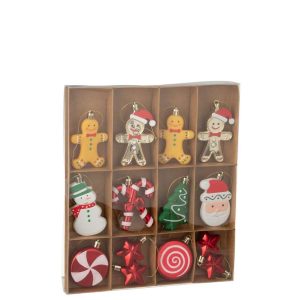 BOX OF 13 HANGER CHRISTMAS PLASTIC MULTICOLORED