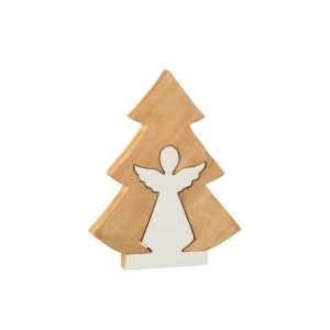 ANGEL IN TREE MANGO WOOD WHITE/NATURAL LARGE