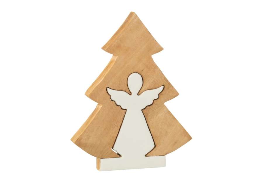 ANGEL IN TREE MANGO WOOD WHITE/NATURAL LARGE