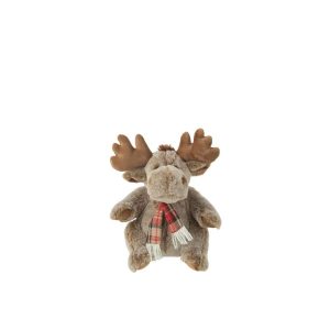 REINDEER+SCARF PLUSH POLYESTER BROWN SMALL