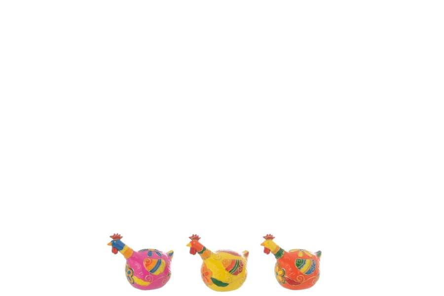 CHICKEN FLOWERS RESIN MIX SMALL ASSORTMENT OF 3