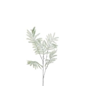 BRANCH MIMOSA LEAVES+GLITTERS PLASTIC GREEN