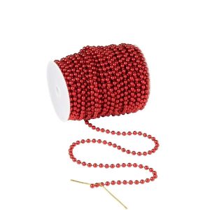 GARLAND ROLL 25M SMALL BEADS PS RED