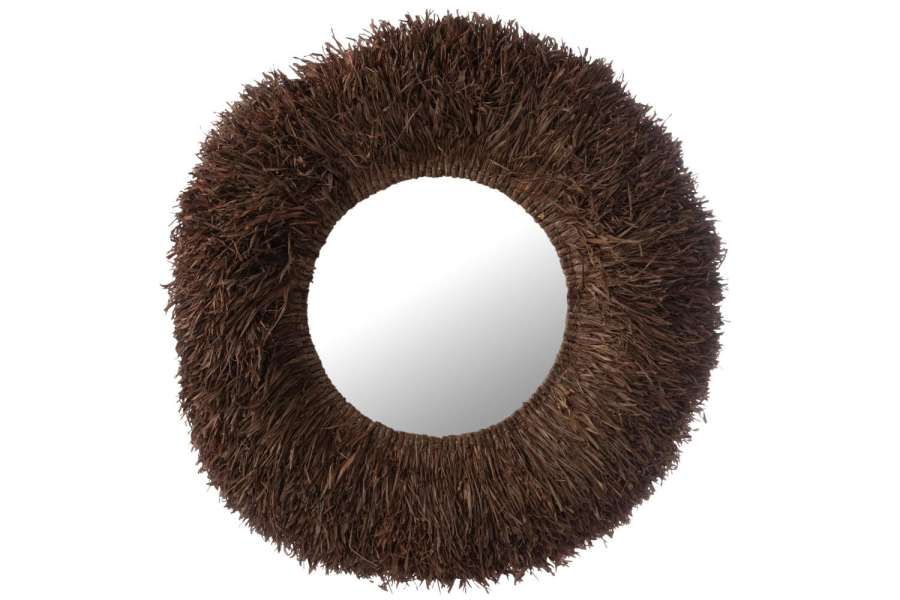 WALL MIRROR ROUND SISAL DARK BROWN