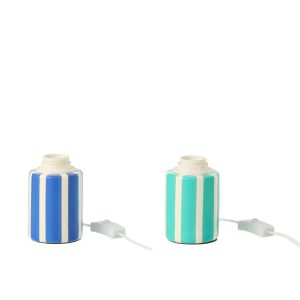 TABLE LAMP ROUND STRIPED CERAMIC TURQUOISE/BLUE ASSORTMENT OF 2