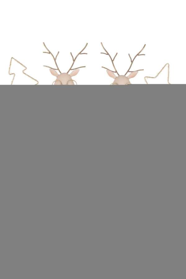 REINDEER LED TREE + STAR IRON GOLD COLORED/WHITE ASSORTMENT OF 2
