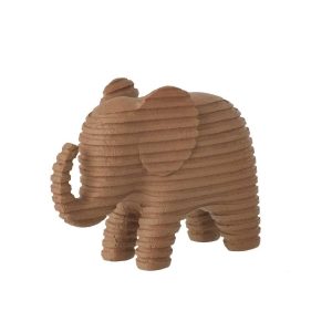 ELEPHANT STRIPED POLYRESIN BROWN LARGE