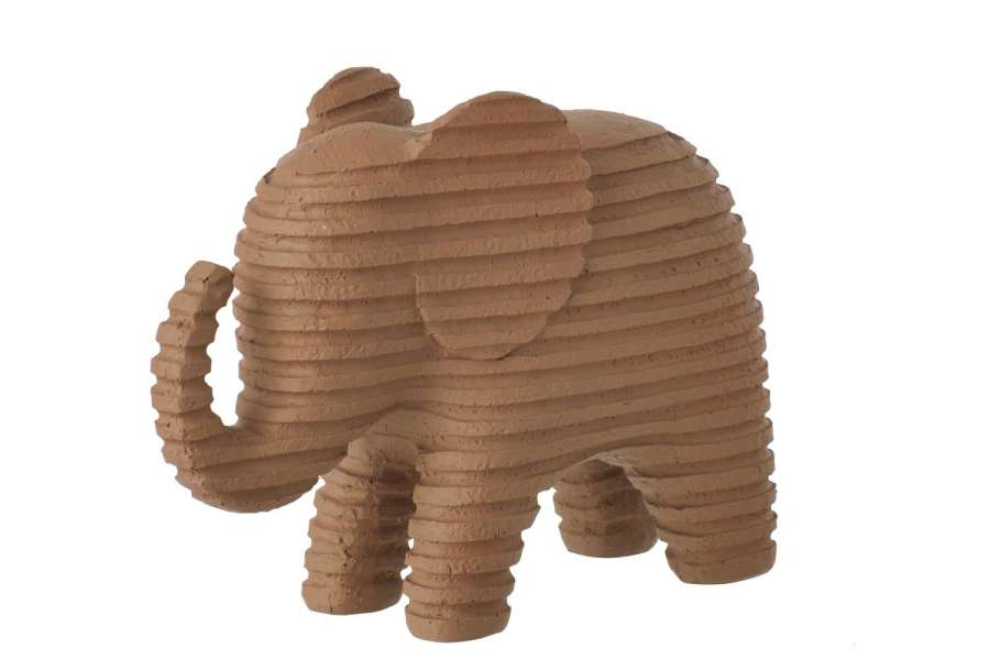 ELEPHANT STRIPED POLYRESIN BROWN LARGE