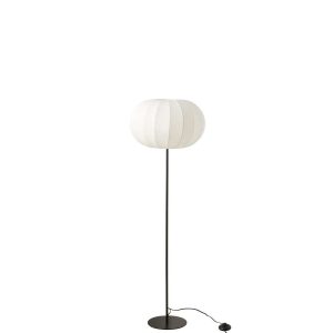 FLOOR LAMP LANTERN METAL/TEXTILE WHITE SMALL