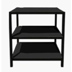 SHOP IN SHOP PRESENTATION TABLE SET 3PLANKS LOW METAL BLACK/WOOD MELAMINE OAK MEDIUM