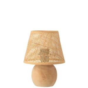 TABLE LAMP LED BRAIDED WOOD/METAL NATURAL