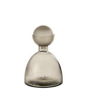 VASE BOTTLE+CAP YARA GLASS GREIGE SMALL