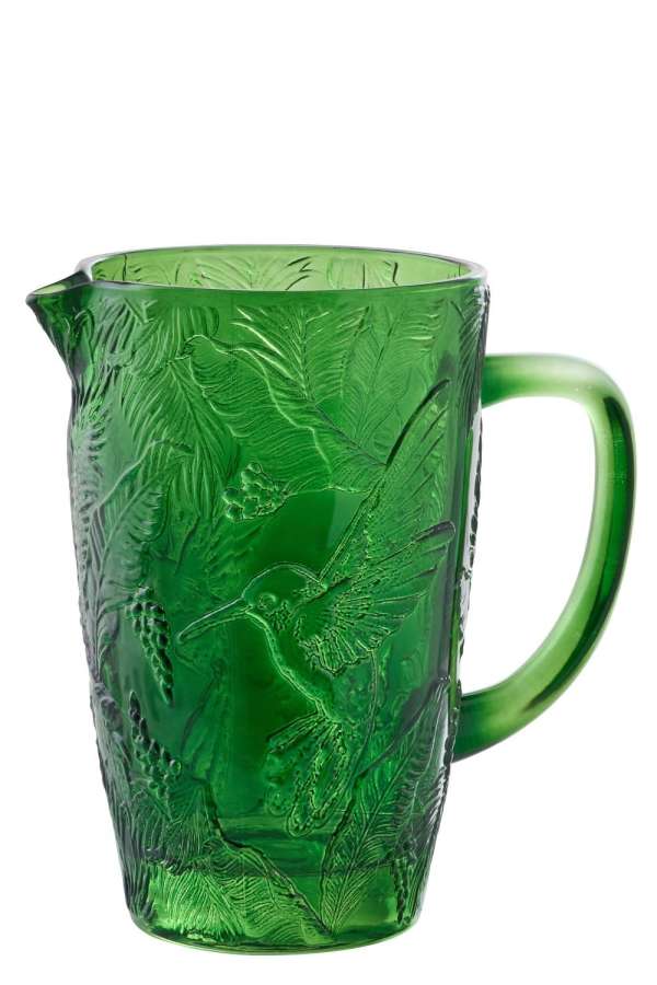 CARAFE BIRDS GLASS GREEN