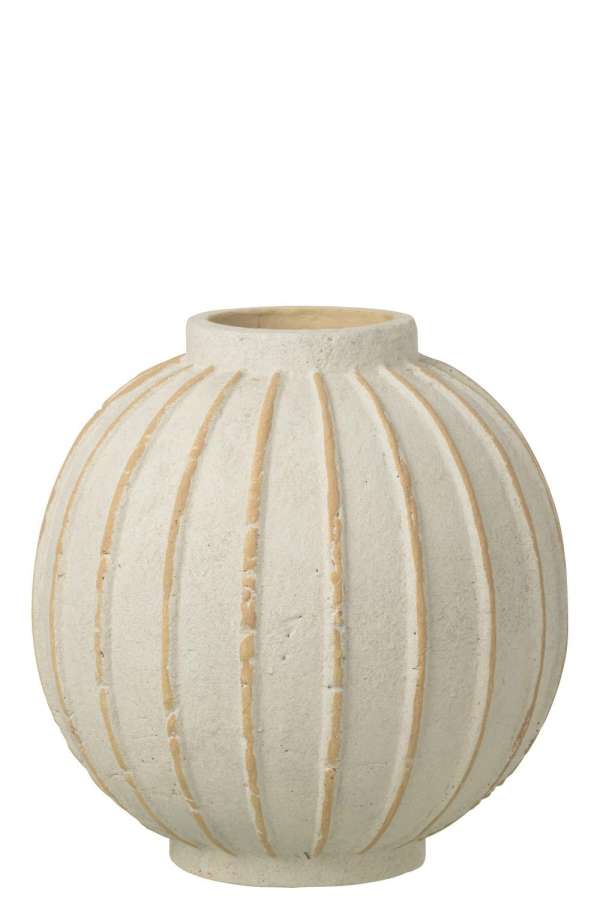 VASE BALL STRIPED TERRACOTTA OFF-WHITE/BEIGE LARGE