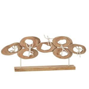 FIGURES 5 IN RING ON STAND MANGO WOOD NATURAL