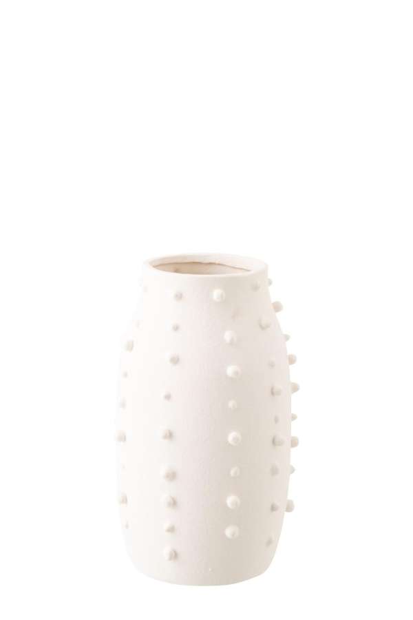 VASE RUBY DOTS STONEWARE WHITE SMALL