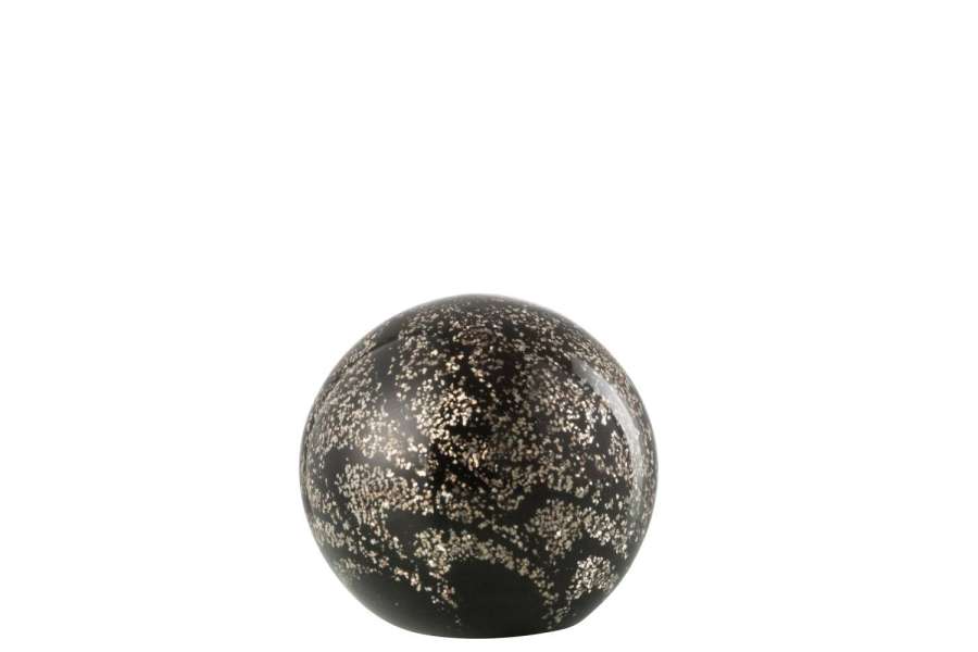 PAPERWEIGHT STARDUST GLASS GOLD/BLACK MEDIUM
