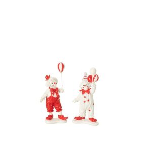CLOWN BALLOON STONE RED/WHITE ASSORTMENT OF 2