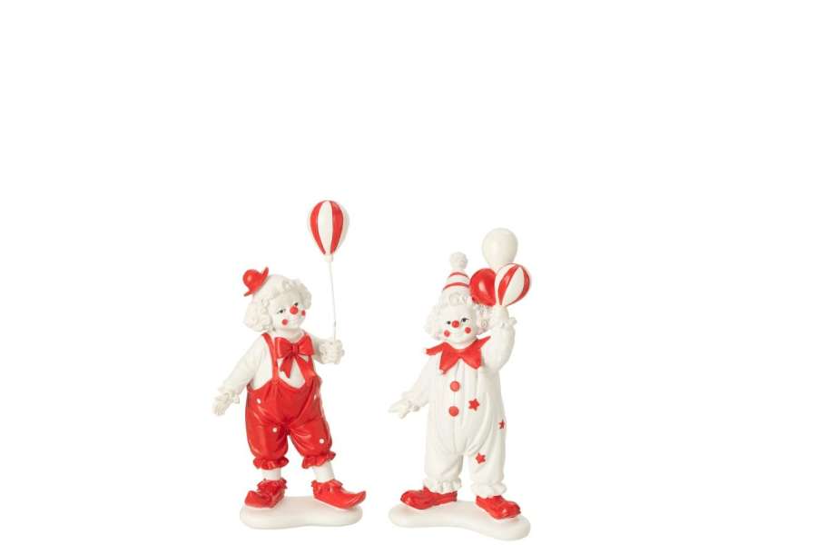 CLOWN BALLOON STONE RED/WHITE ASSORTMENT OF 2