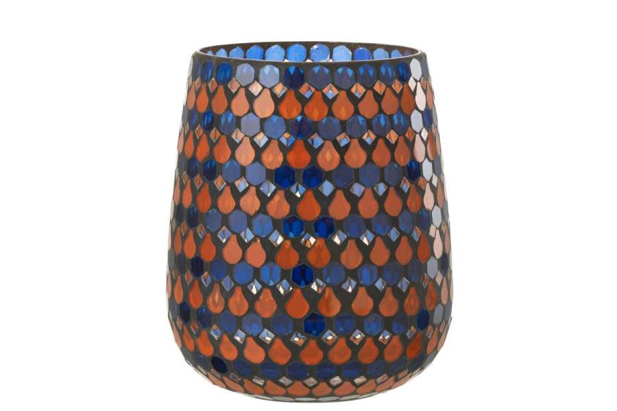 HURRICANE MOSAIC DROP GLASS ORANGE/BLUE LARGE