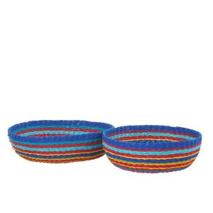 SET OF 2 DECORATIVE BOWL STRIPED PAPER MULTI