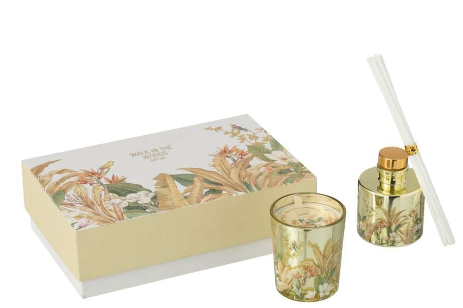GIFT SET CANDLE+DIFFUSER WALK IN THE WOODS YELLOW