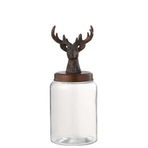 JAR DEER GLASS/RESIN TRANSPARENT/BRONZE LARGE