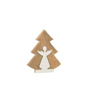 ANGEL IN TREE MANGO WOOD WHITE/NATURAL SMALL
