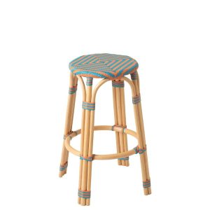STOOL GEO RATTAN ORANGE/TURQUOISE