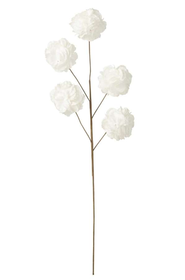 FLOWER BRANCH 5 POMPOMS EVA WHITE