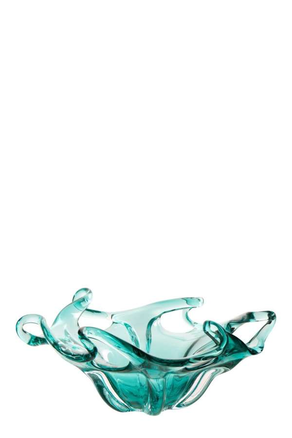DECORATIVE TRAY SERENA GLASS TURQUOISE